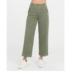 SPANX Olive Green Wide-Leg Cropped Pants